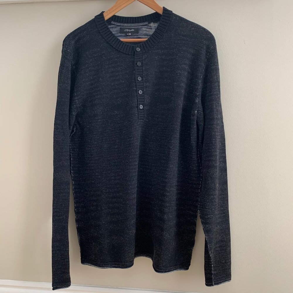 CHRISTOPHER FISCHER Space Dyed Henley Sweater in black XL